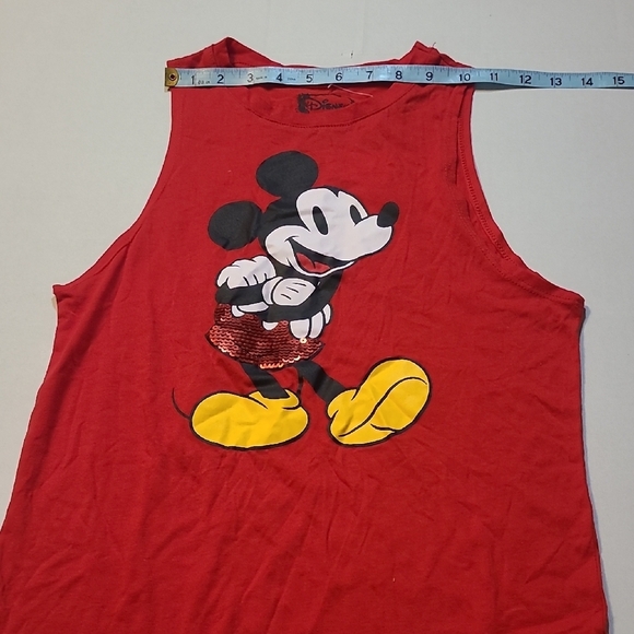 Disney Womens Red Tank Top with Mickey Mouse Graphic Sequin Accents Size XS NWT - Picture 5 of 9